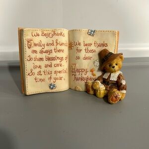 Cherished Teddies We Bear Thanks Thanksgiving Book Figure CT7